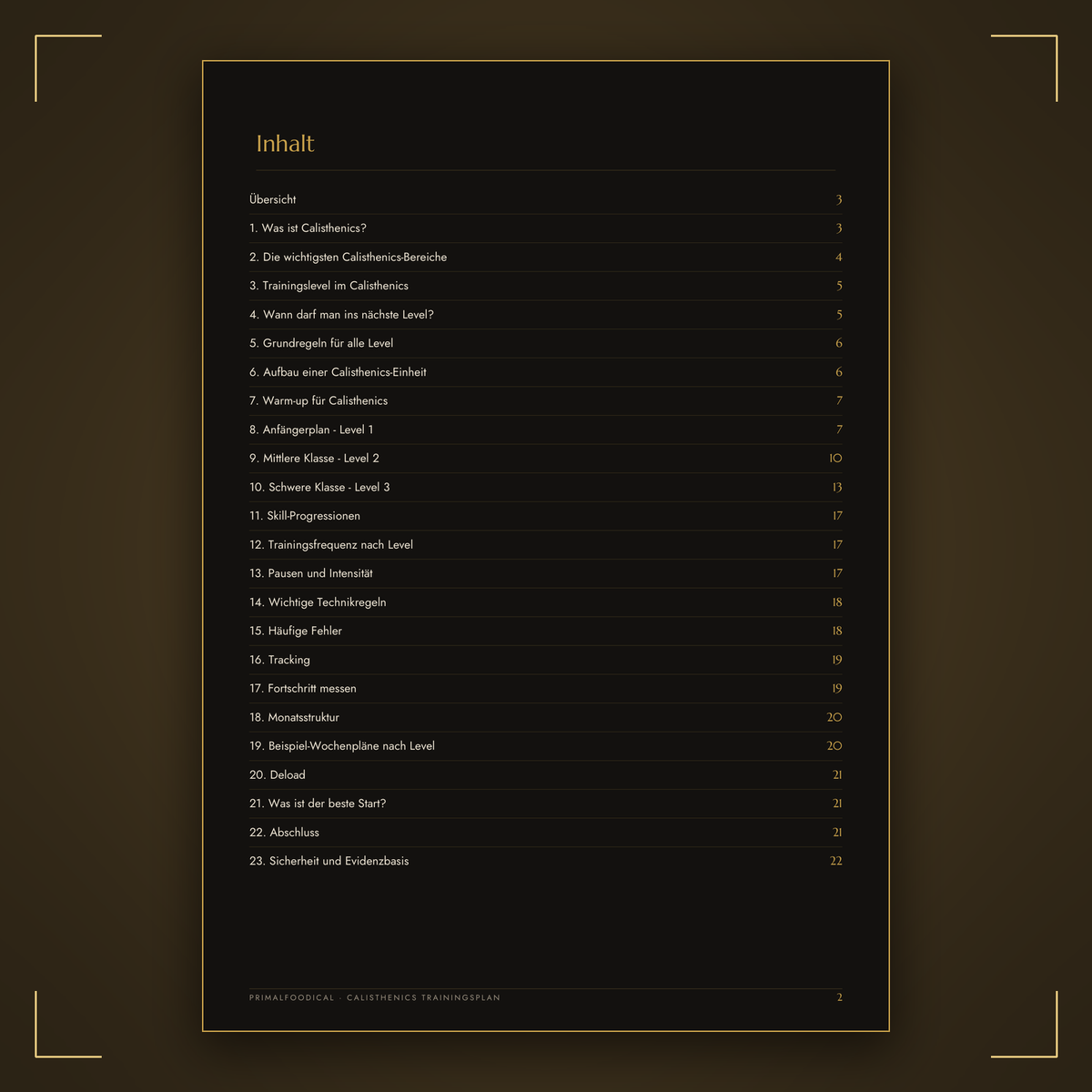 CALISTHENICS - TRAININGSPLAN