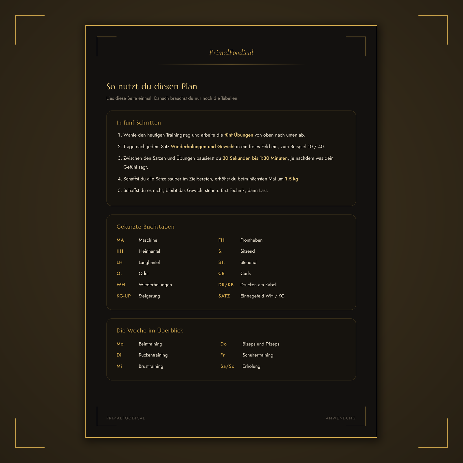 WEIGHT UP - TRAININGSPLAN